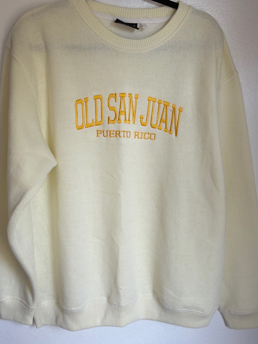 Cream 'Old San Juan' Embroidered Crewneck Sweater